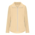 thumbnail image 5 of hlysgo Women's Casual Jacket Biker Moto Loose Fit Comfort Coat Lightweight Fall Bomber Outerwear Tops Khaki,M, 5 of 5
