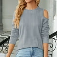 thumbnail image 2 of Womens Tops Cold Shoulder Blouses Long Sleeve Crewneck Tshirts Outfits Casual Dressy Tee Shirt, 2 of 4