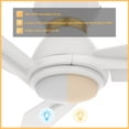 thumbnail image 2 of 52" 3 Blades Flush Mount Indoor Ceiling Fan with Remote and Light, White/Gold, 2 of 8