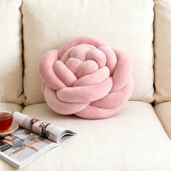 Elegant Rose-Patterned Hand-Woven Throw Pillow - Soft Polyester Decorative Cushion for Sofa Bed and Office Chair - Multi-Scene Comfort Support