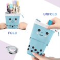 thumbnail image 4 of Cute Pencil Case, Standing Pen Holder Telescopic Small Pencil Case Preppy Pencil Pouch Pop Up Cosmetic Makeup Bag for Student Teen,Blue, 4 of 5