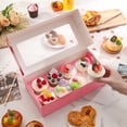 thumbnail image 2 of JINMING 8 Count Cupcake Boxes with Window and Inserts, 15 Pack Pink Cupcake Containers, 12.2" x 6.3" x 3" Cupcake Holders for Muffins, Desserts, Pastries for Mothers Day, 2 of 8