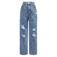 thumbnail image 3 of XIYNBAOK Buckle Jeans Loose Jeans Black Ripped Jeans Yoga Pants with Pockets Clothes Girls 10-12 10 Year Old Girl Clothes 10, Blue 8-9 Years, 3 of 9