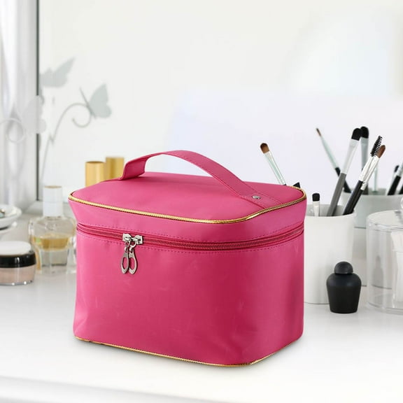 Large Portable Makeup Bag | High-Capacity Travel Cosmetic Organizer | Water-Resistant Wash Bag with Multiple Pockets | 22x15x16cm Storage Case for Women