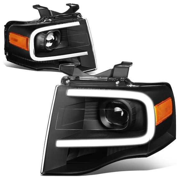 DNA Motoring For 07-14 Ford Expedition LED DRL Black Amber Projector Headlight Lamps Pair