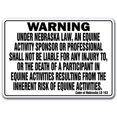 thumbnail image 1 of NEBRASKA Equine Sign activity liability warning statute horse farm barn stable, 1 of 1