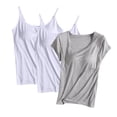 thumbnail image 1 of JMKQLZ Women's Cotton Solid Color Chest Mat Without Steel Rim Base Shirt, 1 of 2