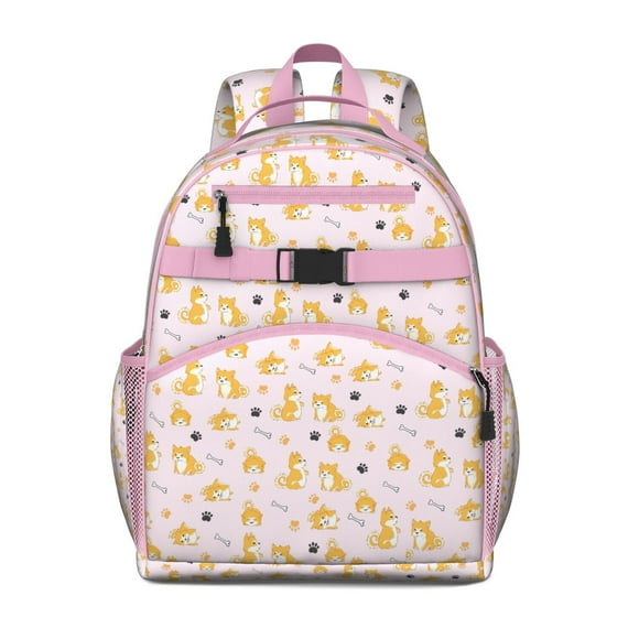 Sac à Dos d'Art de Chien Abstrait, Design de Chiot Aquarelle avec Éléments Naturels pour Étudiants