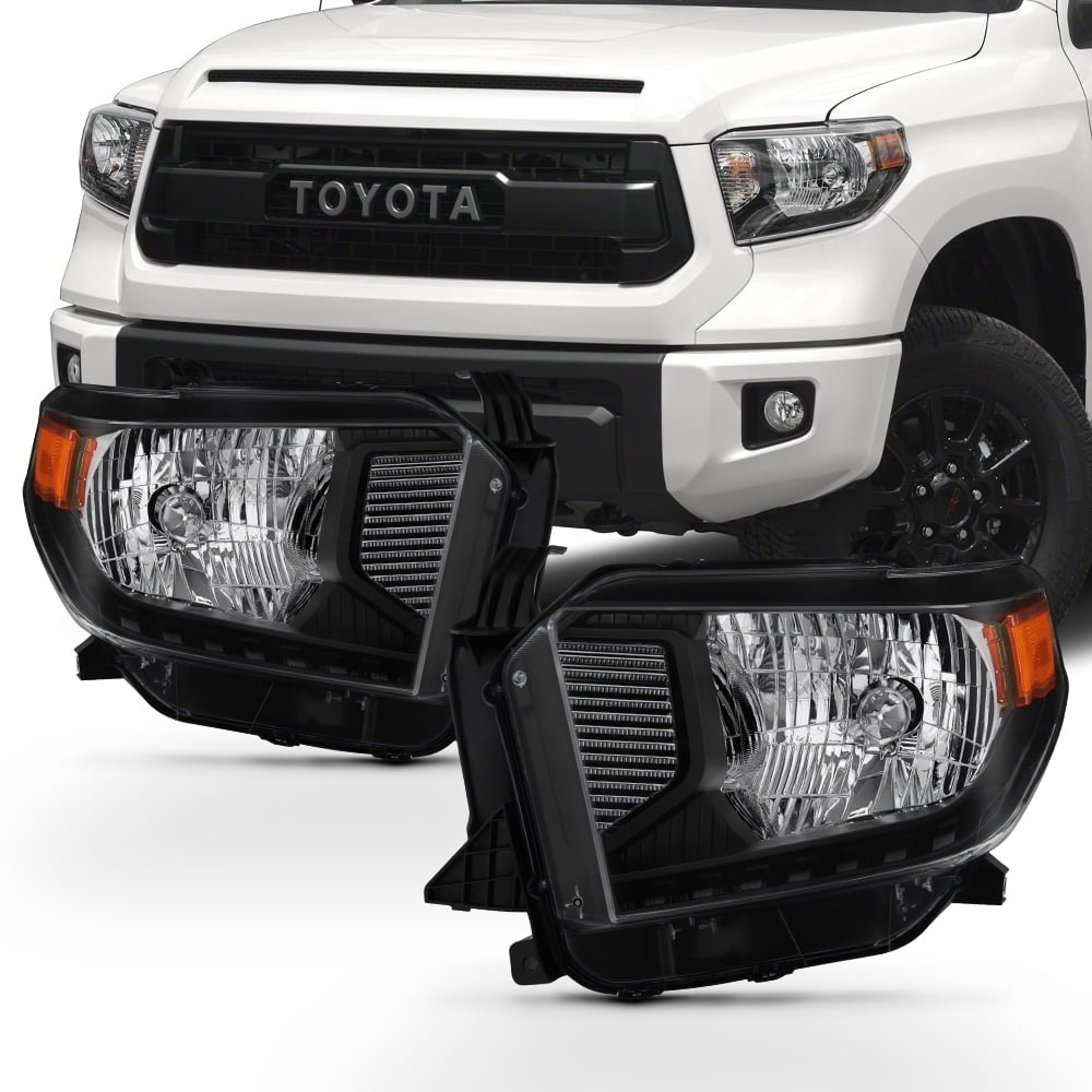 Fits 2014-2020 Toyota Tundra TRD Truck Black Headlights Lamps