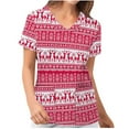 thumbnail image 4 of Luxalzxs Scrubs for Women Comfortable Lightweight Durable Soft Stretch Christmas Printed V-Neck Medical Scrub Tops Nurse Working Uniform, 4 of 5