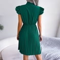 thumbnail image 3 of Birdeem Robe Plissée à Grand Mouvement pour Femmes, Unie, Col Rond, Bois Massif, avec Oreilles, Laçage, Taille à Nœud, 3 of 7
