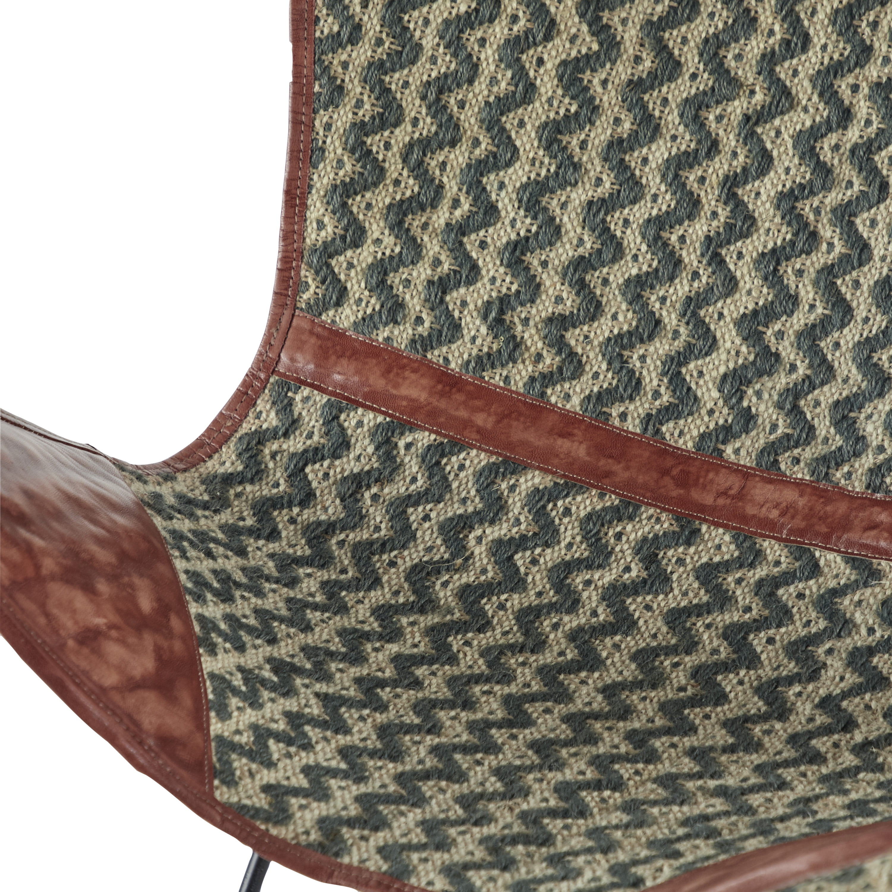 DecMode Canvas Lounge Chair with Leather Accents, Gray