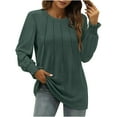 thumbnail image 2 of BangWanChi Womens Hoodies Women's Fashion Solid T-shirt Long Sleeves Blouse Round Neck Casual Tops, 2 of 5