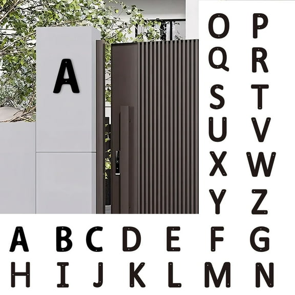 Iron House Number Letters Sign | 3D Antique Industrial Style | Individual English Alphabet Character | Heavy-Duty Metal with Black Coating | Includes 2 Mounting Screws | Home Garden Address Decor