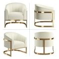 thumbnail image 6 of BELLEZE Upholstered Accent Chair, Modern Velvet Barrel Chair Comfy Lounge Room Chair Arm Chair with Gold Stainless Base for Living Room Bedroom [Set of 2] - Alfred (Cream), 6 of 7