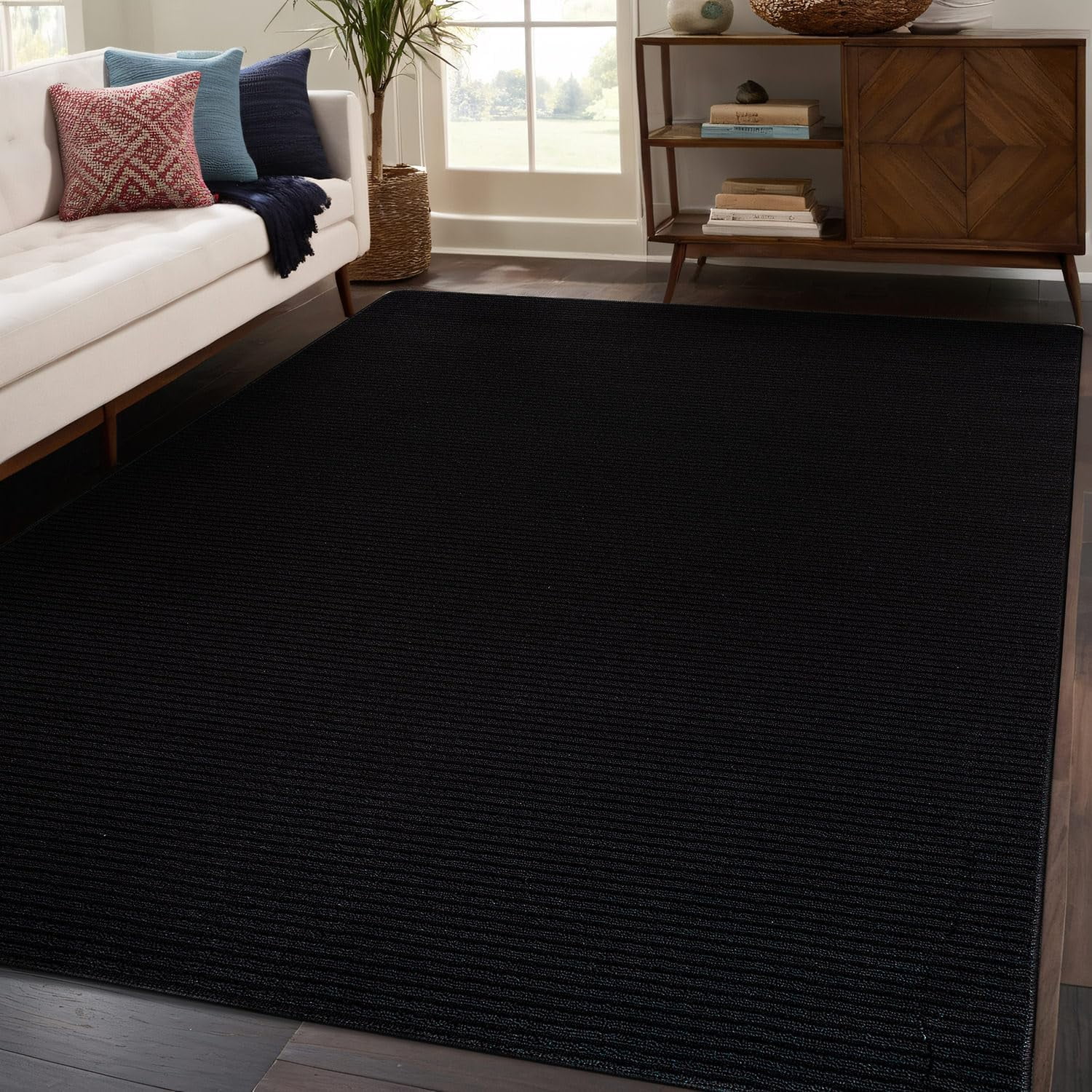 Beverly Rug Non-Slip Machine Washable 6 x 9 Black Indoor Area Rugs