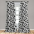 thumbnail image 5 of Ambesonne Cat Curtains, Black Cats Different Poses, Pair of 28"x95", Black White, 5 of 5