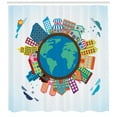 thumbnail image 3 of Ambesonne World Map Shower Curtain, Urban Life World Motif, 69"Wx70"L, Multicolor, 3 of 3