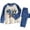 Blue, variant on TOOYOU Boys Pajamas 2 Piece Set Long Sleeved Round Neck Cute Cartoon Print With Color Blocking Sleepwear Outfits Cozy Loungewear Blue Size 7-8 Years