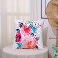 thumbnail image 2 of Set of 4 Throw Pillow Covers Peonies Summer Watercolor Floral Pink Flower Girly Pastel Mint Colorful Decorative Pillow Cases Home Decor Square 18x18 Inches Pillowcases, 2 of 6