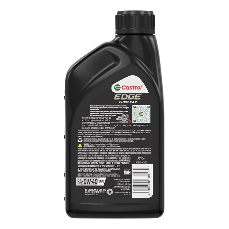 Castrol EDGE Euro 0W-40 A3/B4 Advanced Full Synthetic Motor Oil, 1
