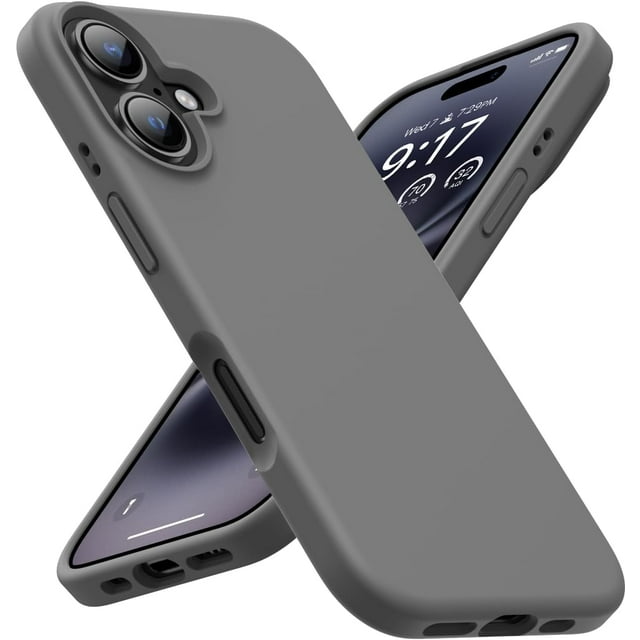 KOMI Designed for iPhone 16 Case,Shockproof Liquid Silicone Protective Phone Case with Soft Anti-Scratch Microfiber Lining Ultra Slim Drop Protection Phone Cover 6.1 inch Charcoal Gray