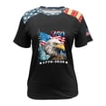 thumbnail image 4 of idosla American 250th Anniversary Rhinestone 3D Printed Design Women's T-Shirt Eagle 1776-2026 America Flag Crew Neck Tee (White, XL), 4 of 6