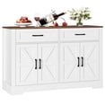 thumbnail image 7 of Homfa Buffet Cabinet with 2 Drawers and 4 Doors, Kitchen Sideboard Storage Cabinet, Farmhouse Coffee Bar Cabinet for Dining Room, White & Brown, 7 of 7