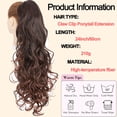 thumbnail image 2 of HAIRRO Claw Clip Ponytail Extension 24" Clip in Wavy Ponytail Hair Extensions Long Pony Tails for Women Extensions Ash Blonde Mix Light Brown Wave Hairpiece, 2 of 8