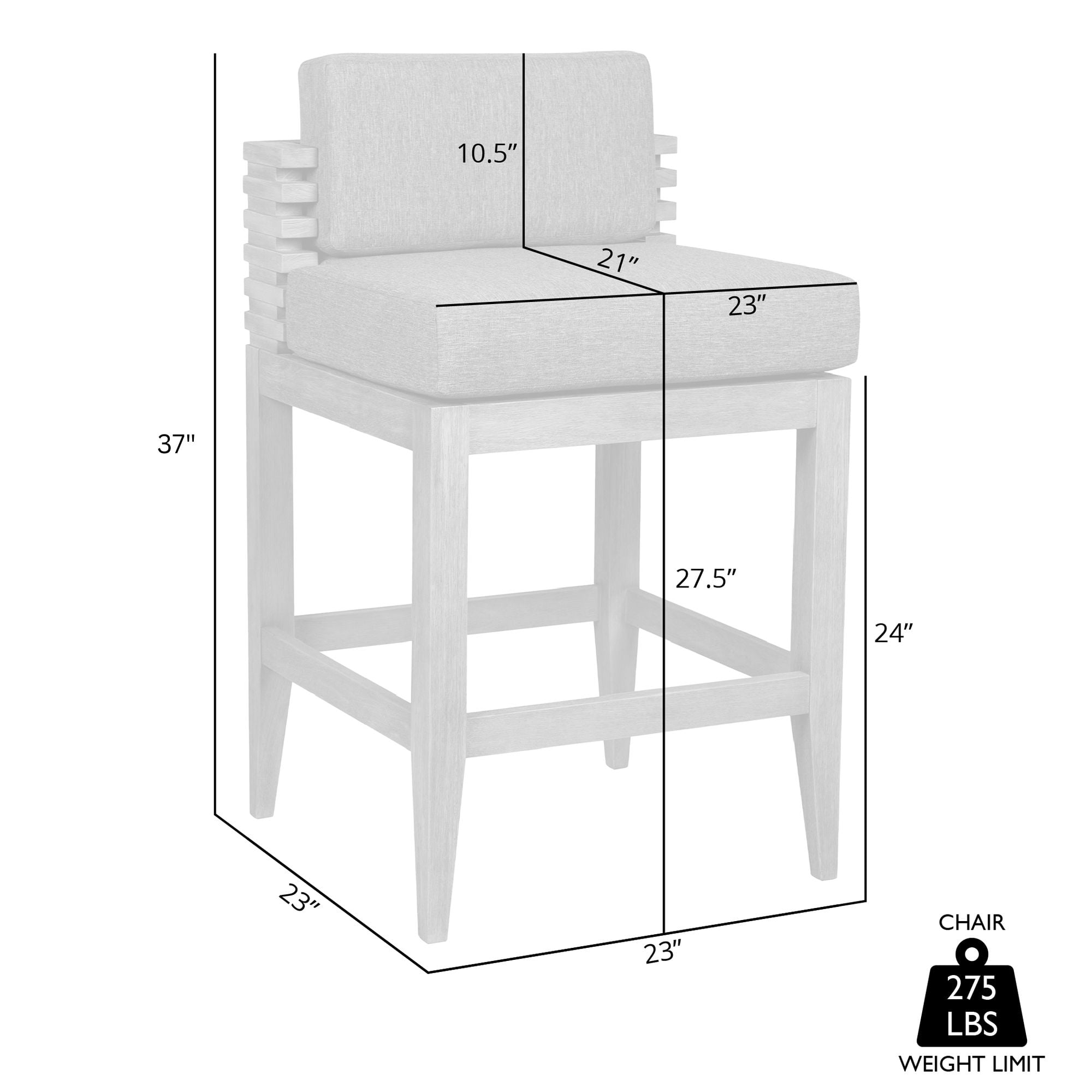Vivid Outdoor Patio Counter Stool in Light Eucalyptus Wood with Taupe Olefin Cushions - Set of 2