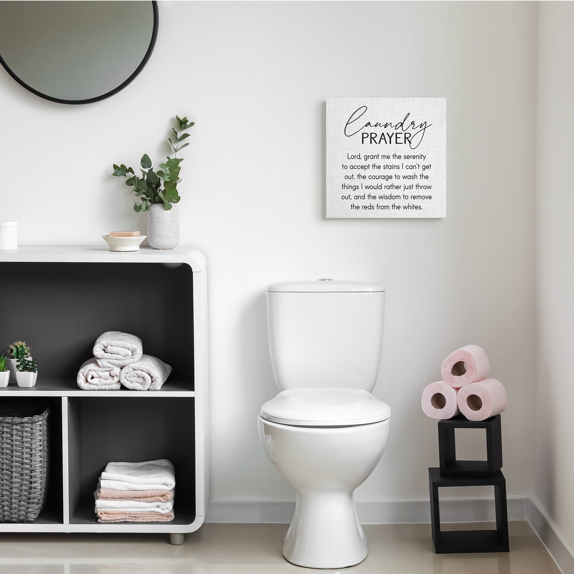 Laundry Prayer Phrase Bathroom Housework Humor Religious Gallery-Wrapped Canvas Print Wall Art, 17x17