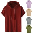 thumbnail image 2 of GERsome Men's Workout Hooded Tops Solid Color Sports Training Short Sleeves Gym Hoodies Bodybuilding Athletic T-Shirts S-4XL, 2 of 6