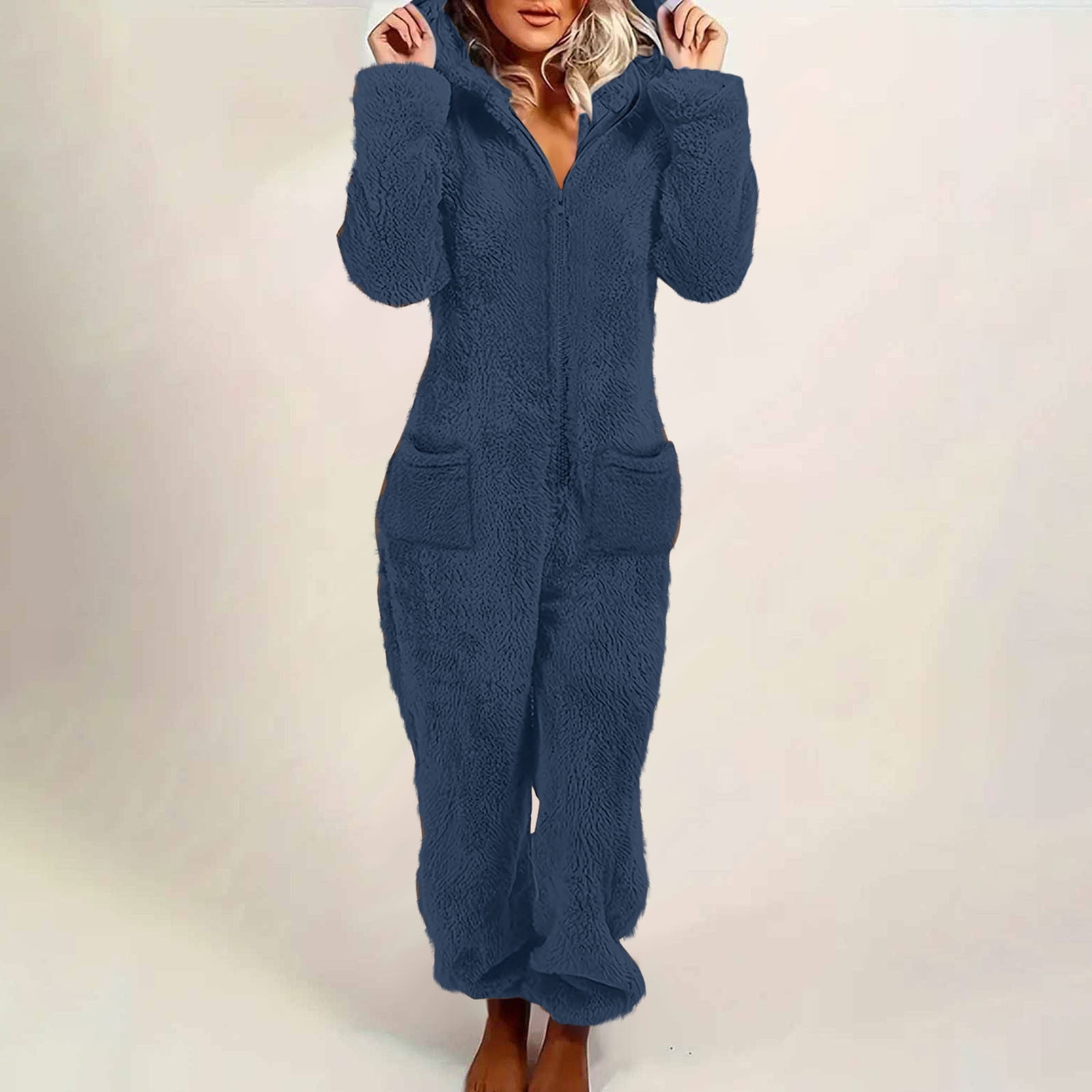 cocolona Womens Winter Onesies Pajamas Fleece Fuzzy Hooded Jumpsuit Soft Comfy Romper Warm Loungewear One Piece Sleepwear