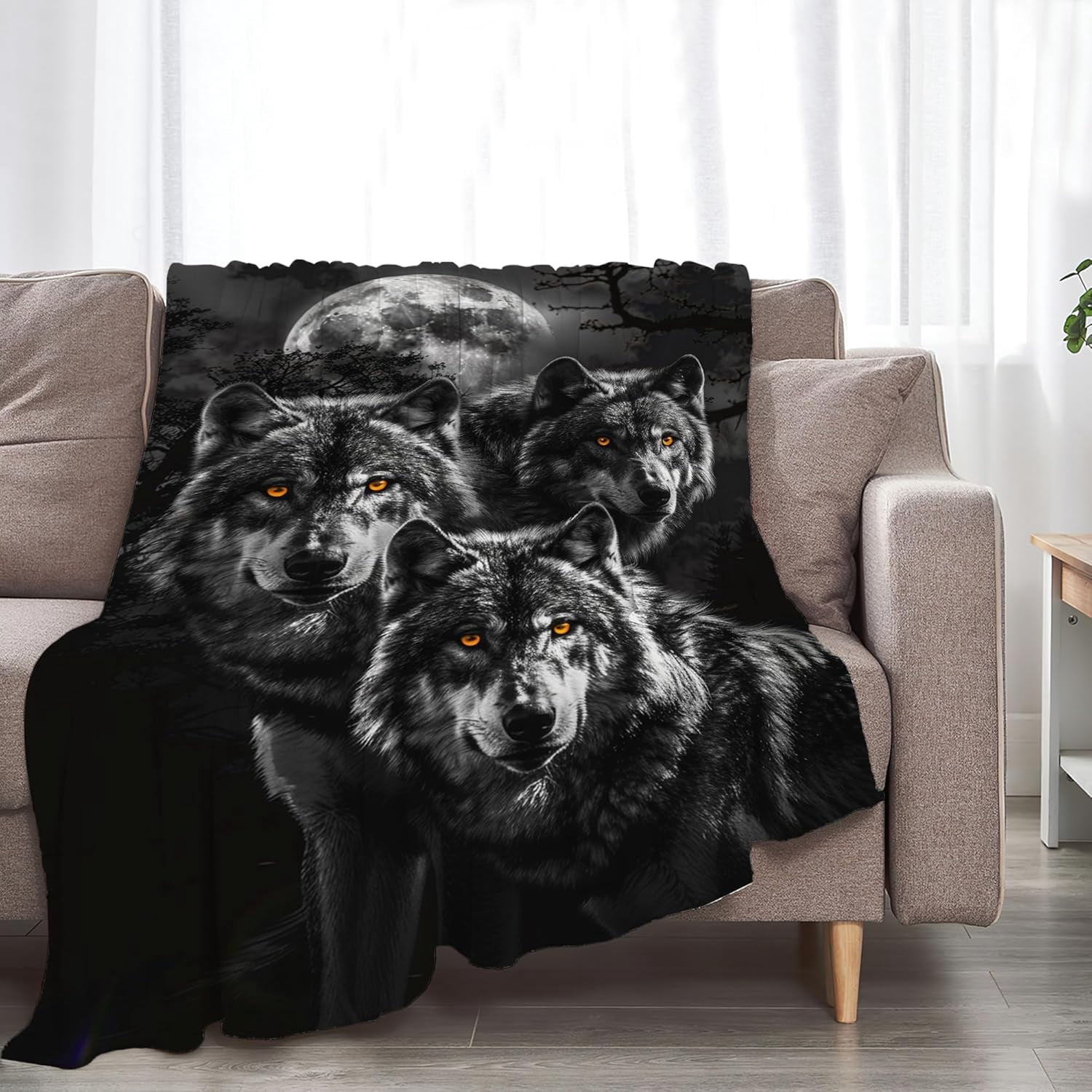 Wolf Blanket Wolf Throw Blanket Wolf Gifts and Decor Animal Blanket for Girls Women Men Boys Soft Warm Cozy Fleece Blanket for Couch Sofa \u200bBed 80"x60"