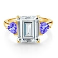 thumbnail image 2 of Gem Stone King 18K Yellow Gold Plated Silver Blue Tanzanite Ring Set with Moissanite (8.18 Cttw), 2 of 3