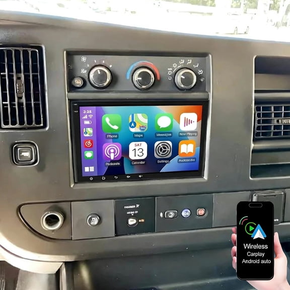 Eforcase Android 13 Car Stereo for Chevrolet Express 2008-2024 with Wireless Carplay Android Auto, 7" Car Radio with Mirror Link Bluetooth FM/RDS WiFi GPS SWC Backup Camera