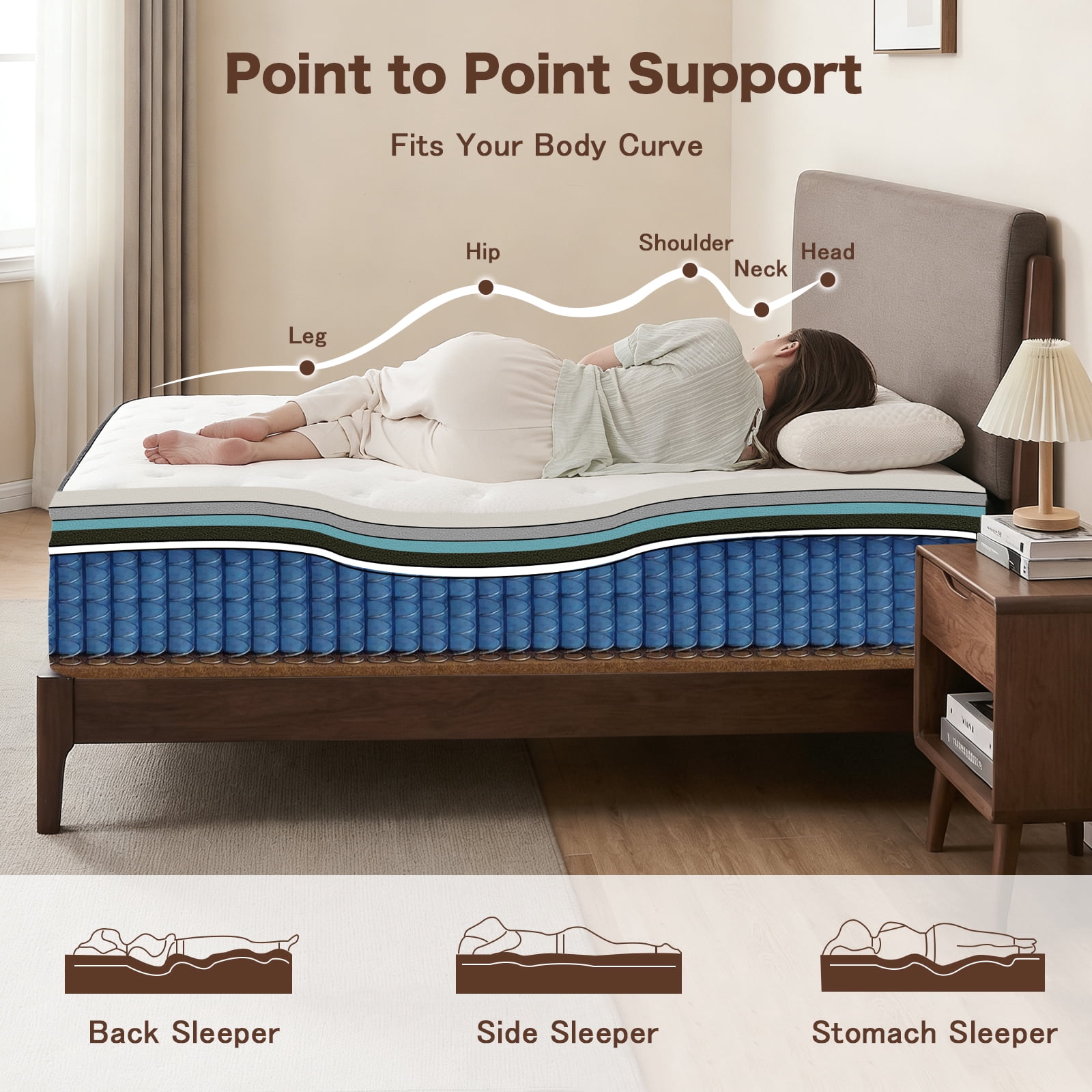 Queen Mattress, 12 Inch Hybrid Memory Foam Mattress in a Box, Pressure Relief, CertiPUR-US