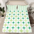 thumbnail image 2 of Manfei Colorful Stars Twin Sheet Sets 3pcs, Modern Geometric Art Twin Fitted Sheet, Abstract Green White Flat Sheet, Super Cozy Room Decor, 2 of 7