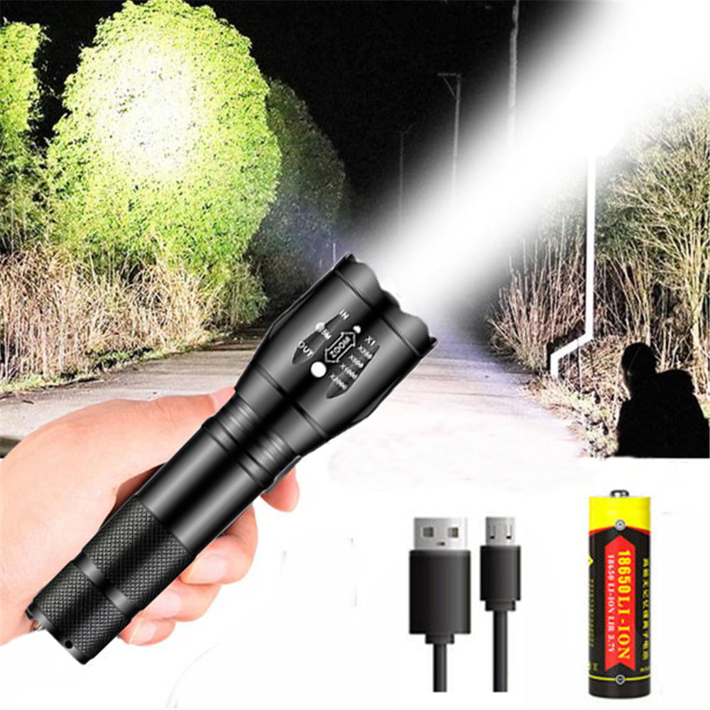 20000Lm Elfeland Tactical T6 Led Rechargeable Zoomable Flashlight 18650 Torch HG 