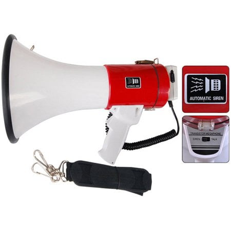 Rechargeable 50 Watt Loud Megaphone with Siren Bullhorn Speaker ...