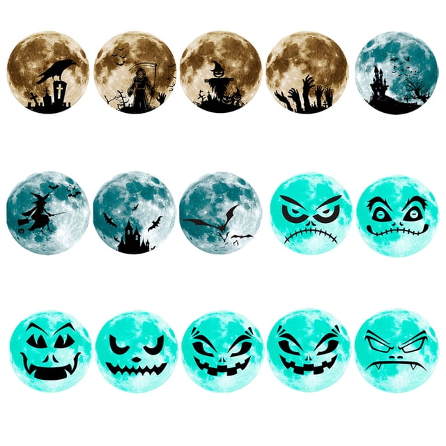 Worallymy, pegatina de Halloween, calcomanía fluorescente autoadhesiva, ventana de PVC, pared, luna luminosa, decoración de fiesta, YHW009 Worallymy JD735799805
