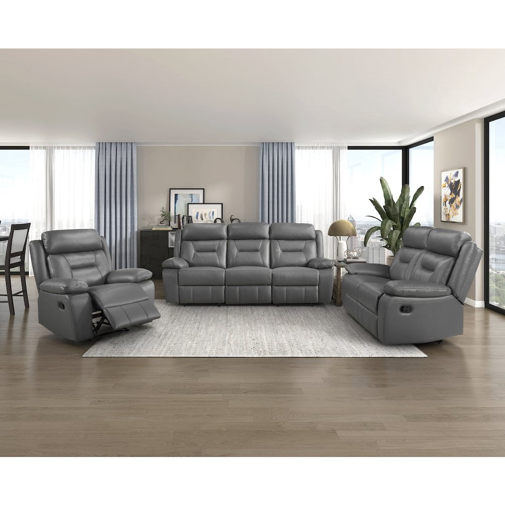 Lexicon Laconia Leather Reclining Chair in Dark gray