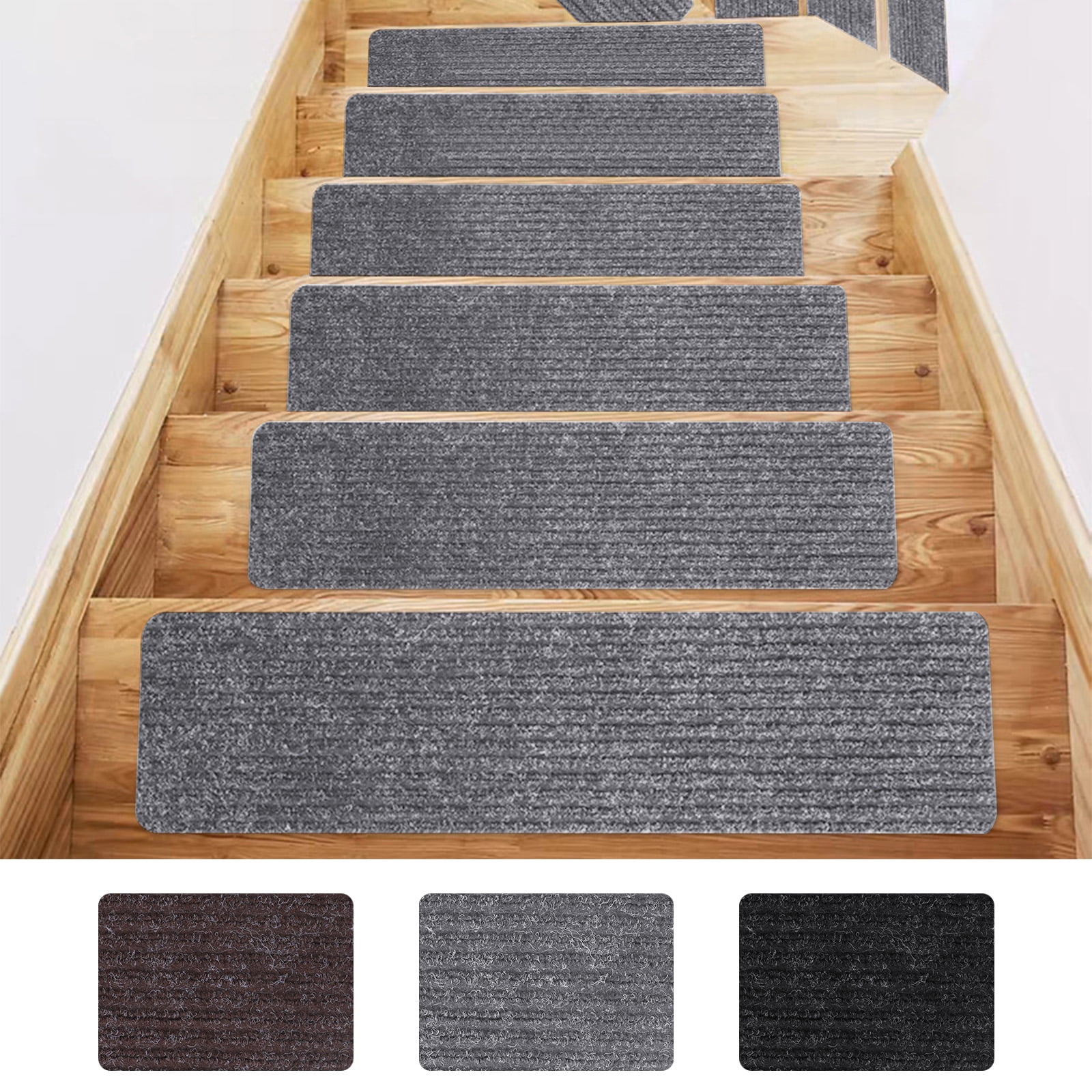 Details about   Set of 15 SKID-RESISTANT Carpet Stair Treads BLACK runner rugs 