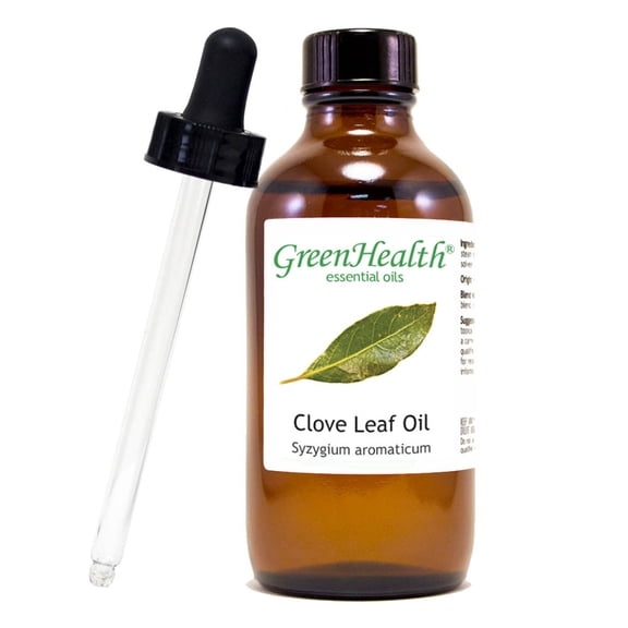 Clove Leaf Essential Oil - 4 fl oz (118 ml) Glass Bottle w/ Cap &amp; Additional Glass Dropper - 100% Pure Essential Oil by GreenHealth