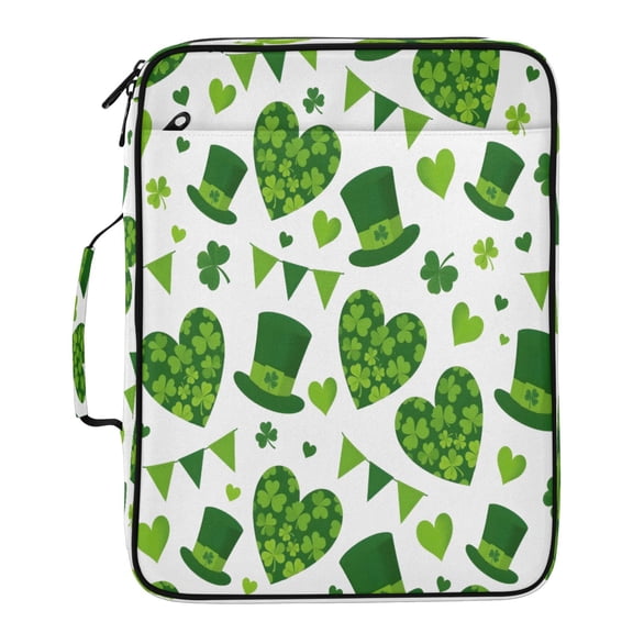 BZSMCE St Patrick's Flag Clover Hat Pattern Water-Resistant Filing Folder Binder Organizer Keeper 1.2 Inch 3-Ring 7-Pocket Expanding File