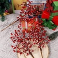 thumbnail image 5 of 3PCS Artificial Red Berry - Christmas Frost Red Berries Branches, Christmas Tree Decorations, Winter Holiday Home Décor， 17", 5 of 7