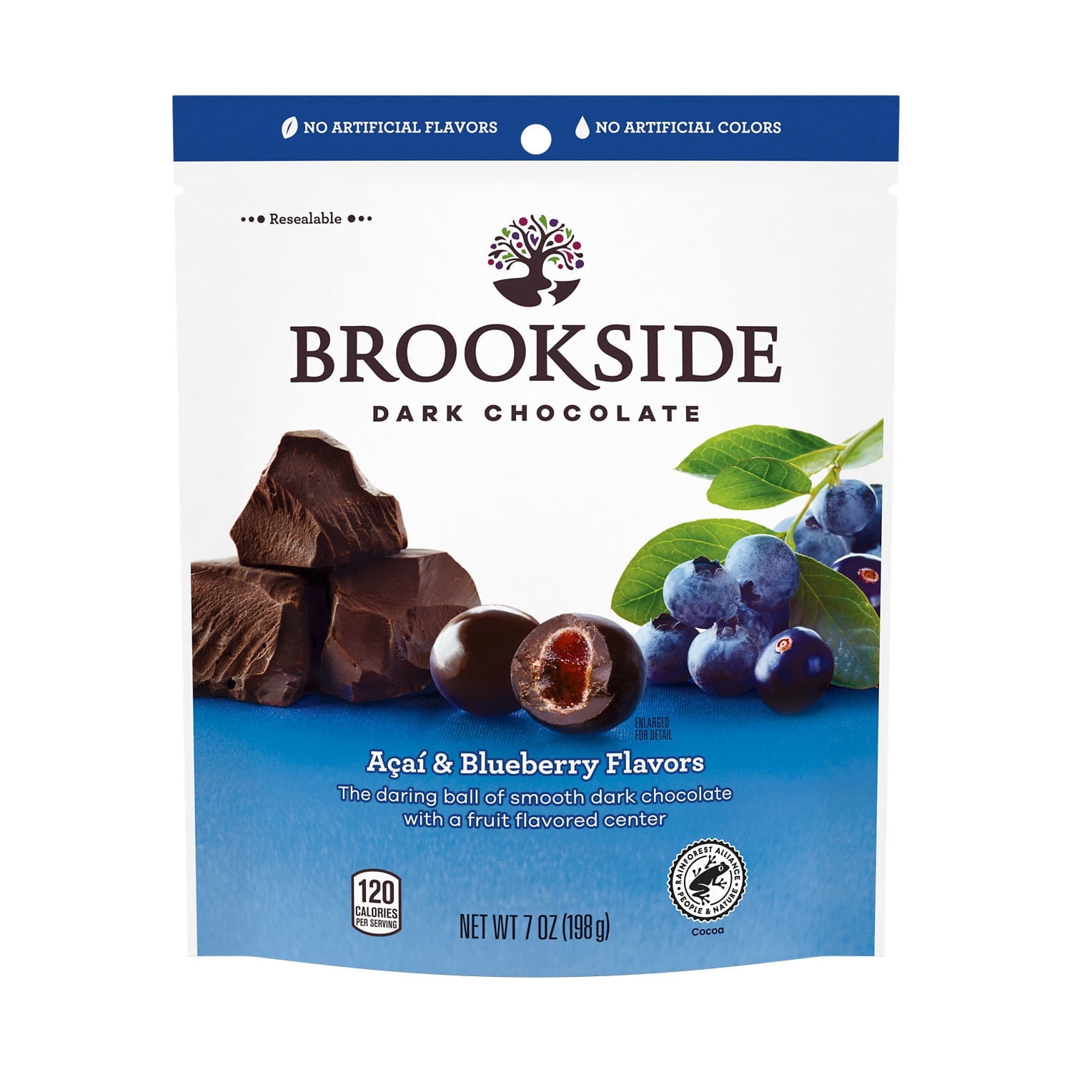 Brookside Dark Chocolate Acai and Blueberry Flavored, 7 Oz Bag (Pack of 2).