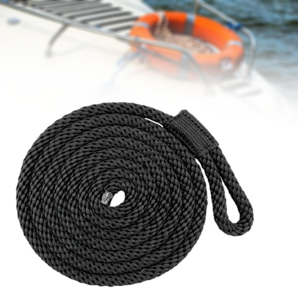 Línea de defensa para barcos, línea de atraque con ojal, nailon, accesorios para pontones, crema batida, bolsa, boya, cuerda marina, línea de muelle p Negro