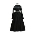 thumbnail image 3 of European Medieval Gothic Hooded Dress with Square Neckline Lace-Up Bell Sleeves Flared Skirt, 3 of 6
