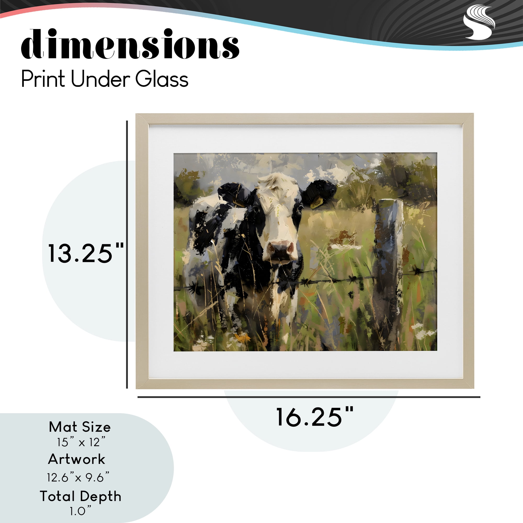 Stupell Industries Cow in Summer Pasture Birch Framed Print Under Glass, design by Creative Studio